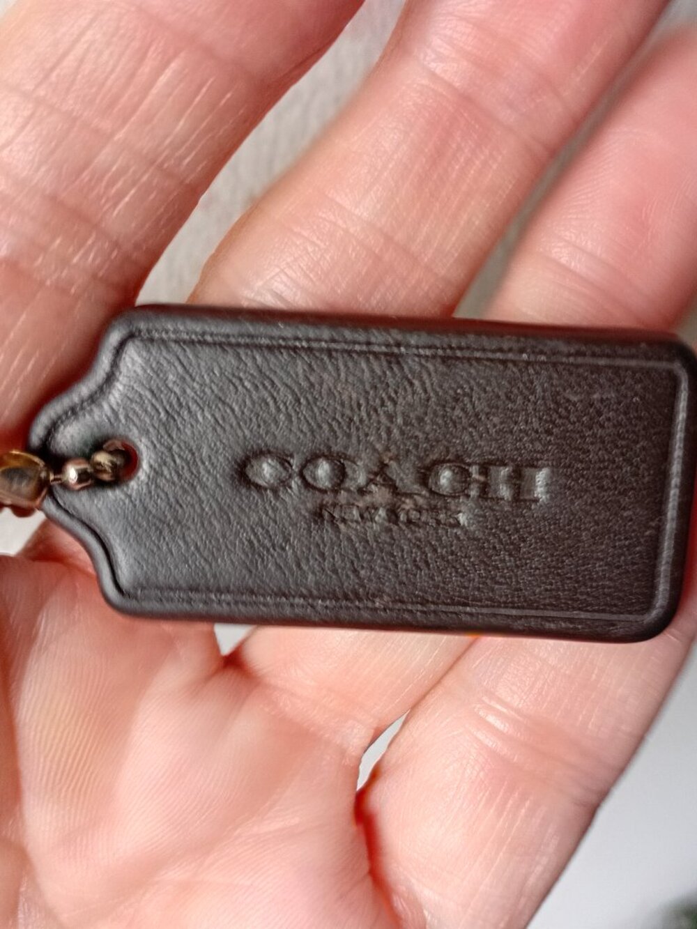 Coach Leather Key Tag/Purse Charm Dark Brown